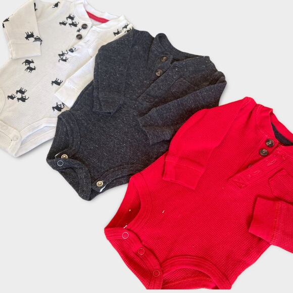 Carter’s Infant Baby 3-Set Long Sleeve Bodysuit Pocket Button Details 3mos - Picture 3 of 4